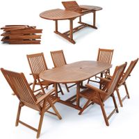 Casaria Garten-Sitzgruppe Vanamo 7-tlg. Eukalyptusholz