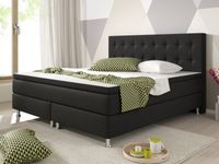 Boxspringbett Köln 180x200 Webstoff Schwarz