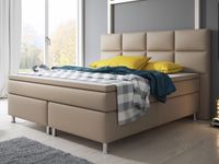 Boxspringbett Miami mit 7-Zonen-Taschenfederkernmatratzen und Topper, ca. 180 x 200 cm – Muddy