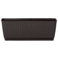 Pflanzkasten Komplettset in Rattanoptik, ca. 38,6 x 15,4 x 14,2 cm - Dunkelbraun