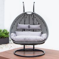 Polyrattan Hängesessel TWIN grau - inkl. Regenabdeckung