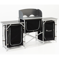 Campingküche XL Windschutz und rollbarer Arbeitsplatte, ca. 173 x 41 x 80 cm - Schwarz
