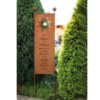 Gartenstecker mit Sinnspruch "Hab Sonne im Herzen", ca. 190 x 43 x 9 cm – Edelrost