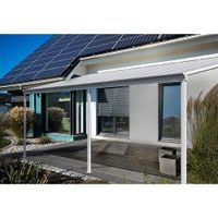 Terrassenüberdachung SOLIS mit UV-Schutz, ca. 434 x 303 x 226 / 278 cm – Weiß