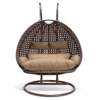 Polyrattan-Hängesessel TWIN mit Kissen und Federung, ca. 120 x 135 x 195 cm – Braun/Kupfer
