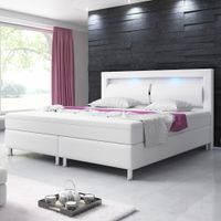 Boxspringbett MILANO ca. 180x200cm- Weiß mit integriertem Topper