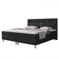 Boxspringbett MILANO ca.180x200 cm - Schwarz mit Topper-Optik
