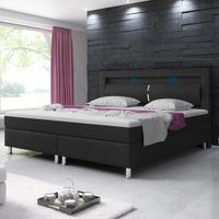Boxspringbett MILANO ca.180x200 cm - Schwarz mit Topper-Optik