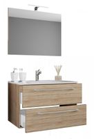 3-tlg. Waschplatz 80cm 2 Schubfächer | Mit Spiegel Sonoma-Eiche