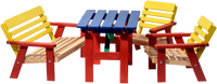 Mehrfarbige Kindersitzgarnitur mit Tisch