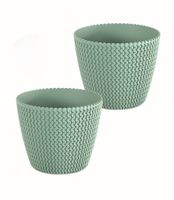 2er Set Blumentopf in Strickoptik, ca. 5 Liter - Grün