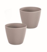 2er Set Blumentopf in Strickoptik, ca. 5 Liter - Taupe