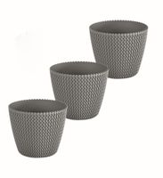 3er Set Blumentopf in Strickoptik, ca. 3 Liter - Steingrau