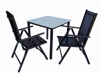 Alu-Gartenset 80 Mattglas, Tisch + 2 Stühle