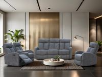 3tlg. Relaxsofa-Set mit 5 Relaxfunktionen - Grau