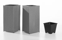 2er-Set Rattan Quader Pflanzkübel aus Kunststoff, ca. 31 x 31 x 65 cm - Grau