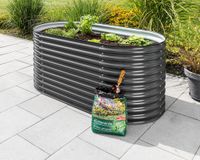 Oval Hochbeet L -  Stahl -  ca. 160 x 80 x 81 cm - Anthrazit