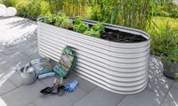 Oval Hochbeet XL aus Stahl, ca. 240 x 80 x 81 cm  - Silber