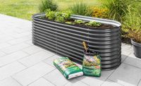 Oval-Hochbeet XL aus Stahl, ca. 240 x 80 x 81 cm - Anthrazit