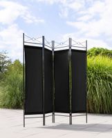 4tlg. Paravent Raumteiler, ca. 180 x 163 cm - Schwarz