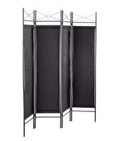 4tlg. Paravent Raumteiler, ca. 180 x 163 cm - Schwarz