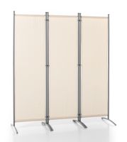 3tlg. Stellwand Paravent aus Polyester, ca. 260 x 156 cm - Beige