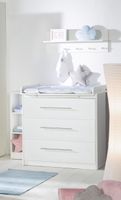 Wickelkommode „Maren“ mit abnehmbarem Aufsatz , schmal, 3 Schubladen, Wickelhöhe 90,5 cm, Weiß