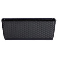 2er-Set Pflanzkasten in Rattanoptik, ca. 49 x 17 x 17 cm - Anthrazit 