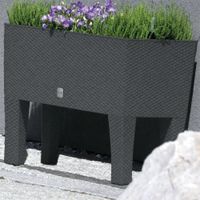 2er-Set 2in1 Design-Pflanzkasten in Rattanoptik, ca. 60 x 25 x 46 cm - Anthrazit