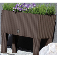 2er-Set 2in1 Design-Pflanzkasten in Rattanoptik, ca. 60 x 25 x 46 cm - Dunkelbraun