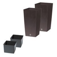 2er-Set XXL Pflanzsäule in Rattanoptik, ca. 95 Liter ca. 39 x 39 x 75,5 cm - Braun