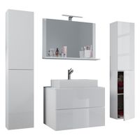 Badblock Lendas XL 80cm Unterschrank + Spiegel + 2 Seitenschränke Weiß