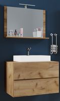 Badblock Lendas M 80cm Unterschrank + Spiegel Honig-Eiche