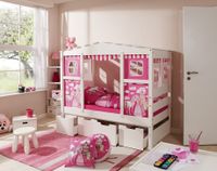 Hausbett MINI Prinzessin Rosa 80x160 cm Var 1 - mit Zusatzbett - inkl. 2 Matratzen