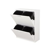 Mülleimerschrank mit 4 Abfalleimern - ca. 60 x 24 x 80 cm - Weiß