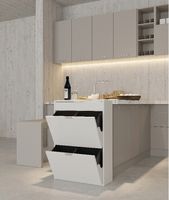 Mülleimerschrank mit Schublade & 4 Abfalleimern - ca. 62 x 25 x 90 cm - Weiß