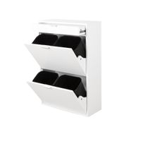 Mülleimerschrank mit Schublade & 4 Abfalleimern - ca. 62 x 25 x 90 cm - Weiß