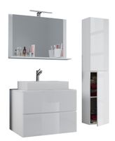Badblock Lendas L 60cm Unterschrank + Spiegel + 1 Seitenschrank Weiß