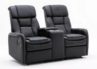 Home-Cinema 2-Sitzer mit Getränkehalter & Ablagefach, ca. 162 x 92 x 108 cm - Schwarz