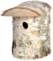 Birkenstamm-Nistkasten mit Rinde