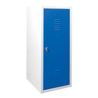 Stahl-Garderobenspind "Qube", halbhoch, HxBxT 1000x415x500 mm, Korpus lichtgrau, Türen enzianblau