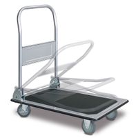 Transportwagen mit Klappbügel, Tragkraft 300 kg, LxBxH 910 x 610 x 870 mm, hellgraue Gummiräder