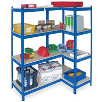 Schwerlast-Steck-Kompletteckregal, blau, links, Tragkraft 265 kg/Ebene, HxBxT 1800x900/1500x600 mm