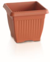 Pflanztopf mit Dekor, ca. 13,8 Liter - eckig - Terrakotta