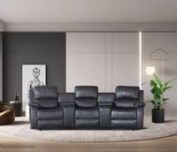 Home-Cinema 3-Sitzer mit Getränkehalter & Ablagefach, ca. 310 x 100 x 101 cm - Schwarz