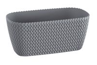 2er-Set Strickoptik-Balkon-Pflanzkasten, ca. 39,5 x 18 x 14,5 cm - Steingrau