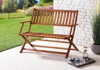 2-Sitzer faltbare Gartenbank aus Eukalyptusholz, ca. 118 x 63 x 89 cm - Braun