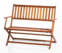 2-Sitzer faltbare Gartenbank aus Eukalyptusholz, ca. 118 x 63 x 89 cm - Braun