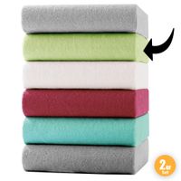 Teddy-Plüsch-Spannbetttuch, je ca. 90 - 100 x 200 cm - Grün, 2er-Set