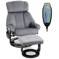 Massagesessel mit Hocker Liegefunktion+Massagefunktion Grau